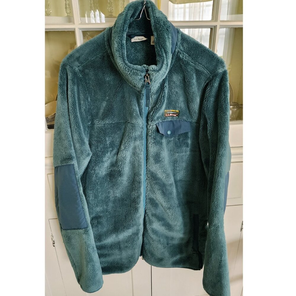 Women's L.L.Bean Hi-Pile Fleece Jacket Size L  Green/Teal